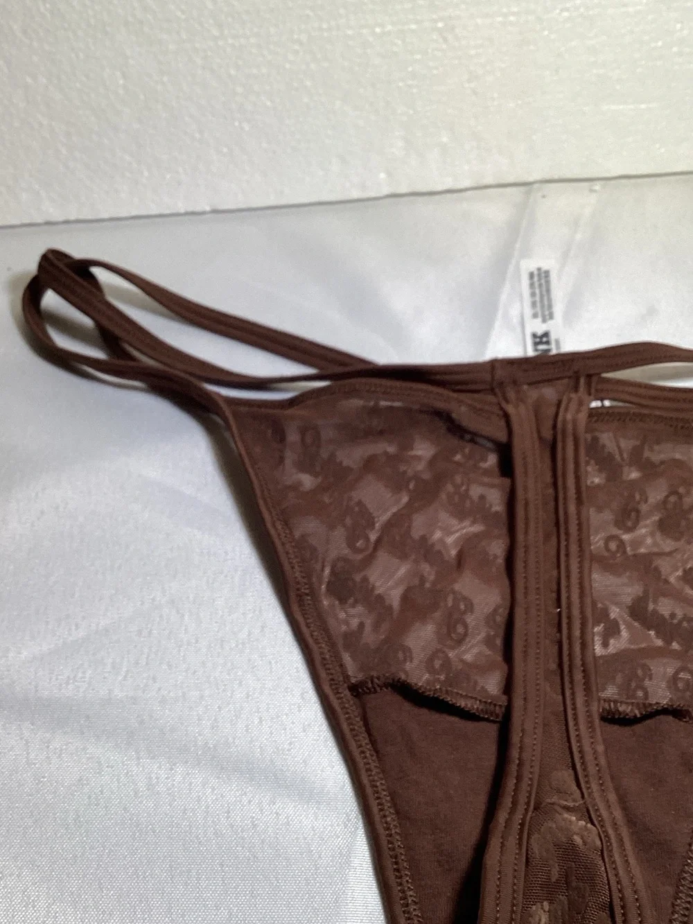 PINK Victoria's Secret Brown Sheer Logo Thong